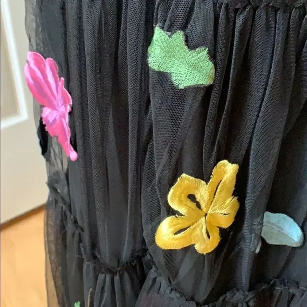 Kenar Black Floral Skirt